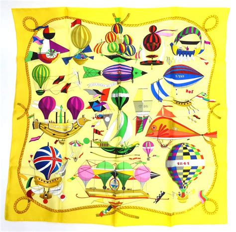 hermes silk scarf hot air balloons|Les Folies du Ciel double face scarf 90 .